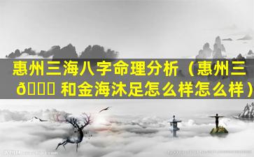 惠州三海八字命理分析（惠州三 🐋 和金海沐足怎么样怎么样）